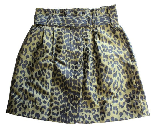GANNI Ladies F5426 Olive Drab Green Black Leopard Print Skirt EU36 UK8 BNWT