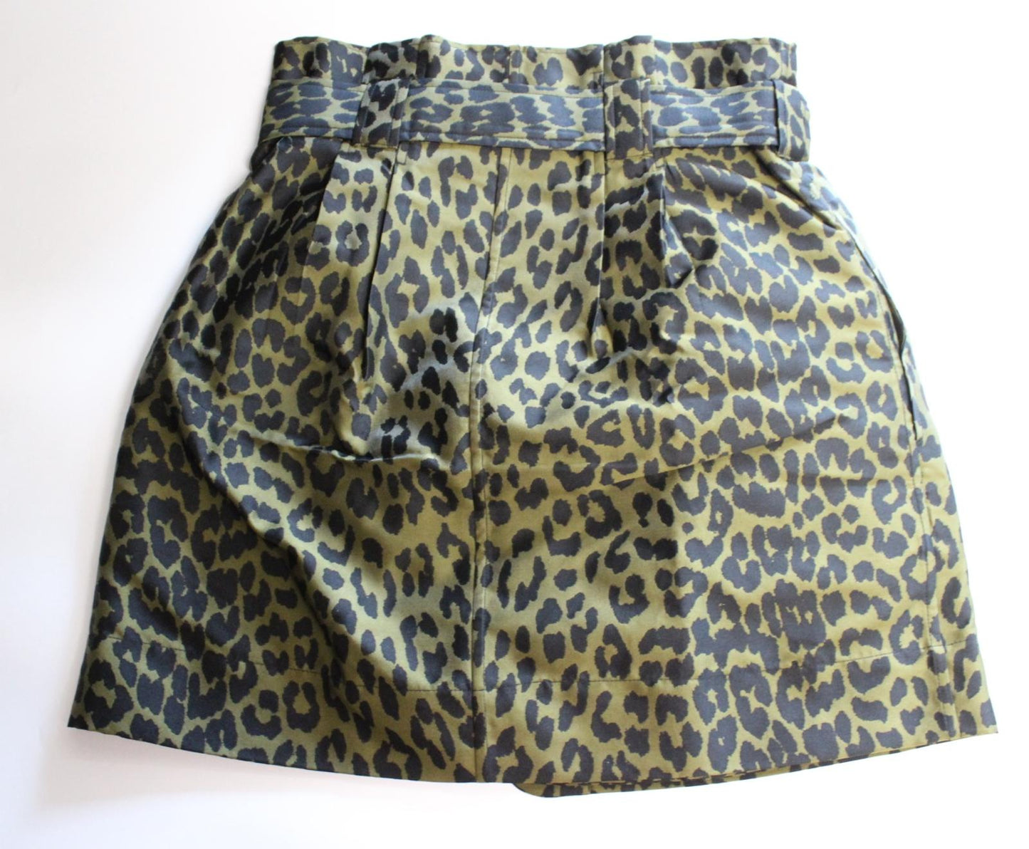 GANNI Ladies F5426 Olive Drab Green Black Leopard Print Skirt EU36 UK8 BNWT