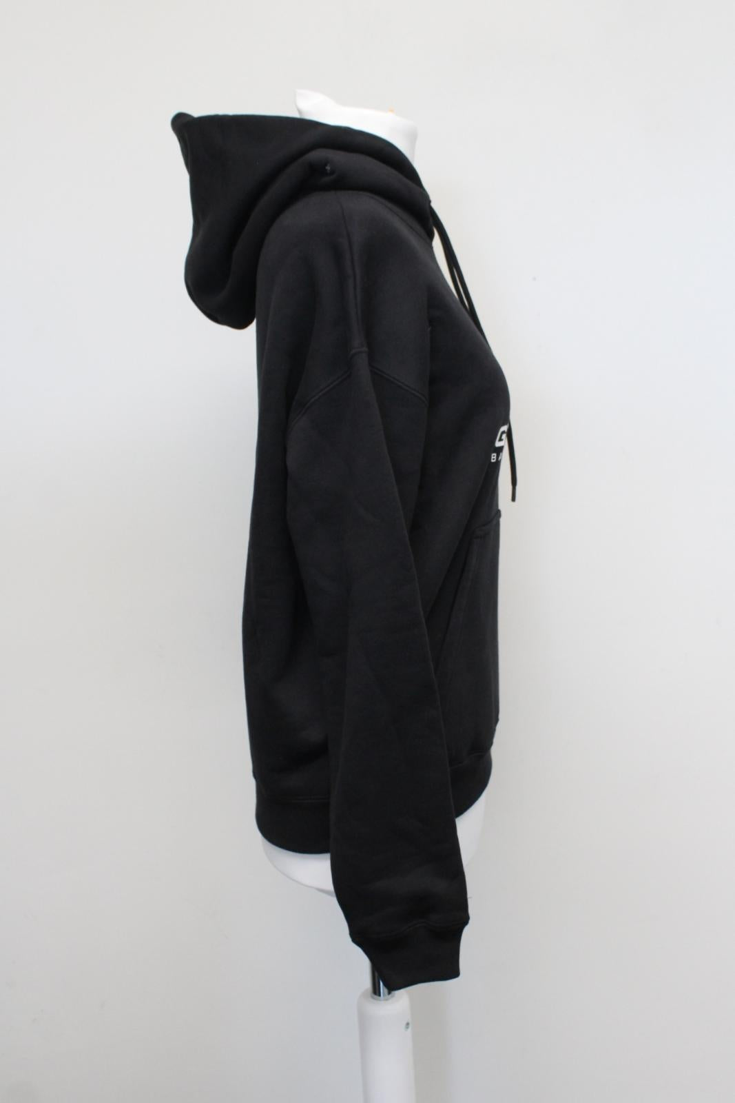 BALENCIAGA Unisex Black Multi Gym Wear Print Cotton Hoodie Sweatshirt S NEW