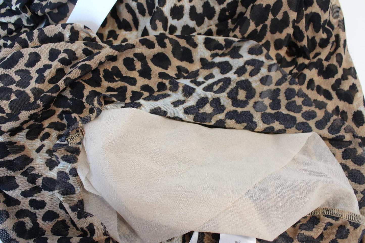 GANNI Ladies T2702 Brown Black Mesh Leopard Print Long Sleeve Top EU36 UK8 BNWT