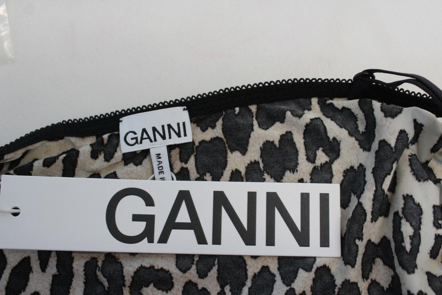 GANNI Ladies A2622 Brown Black Leopard Print Slip Stretch Tank Top S BNWT