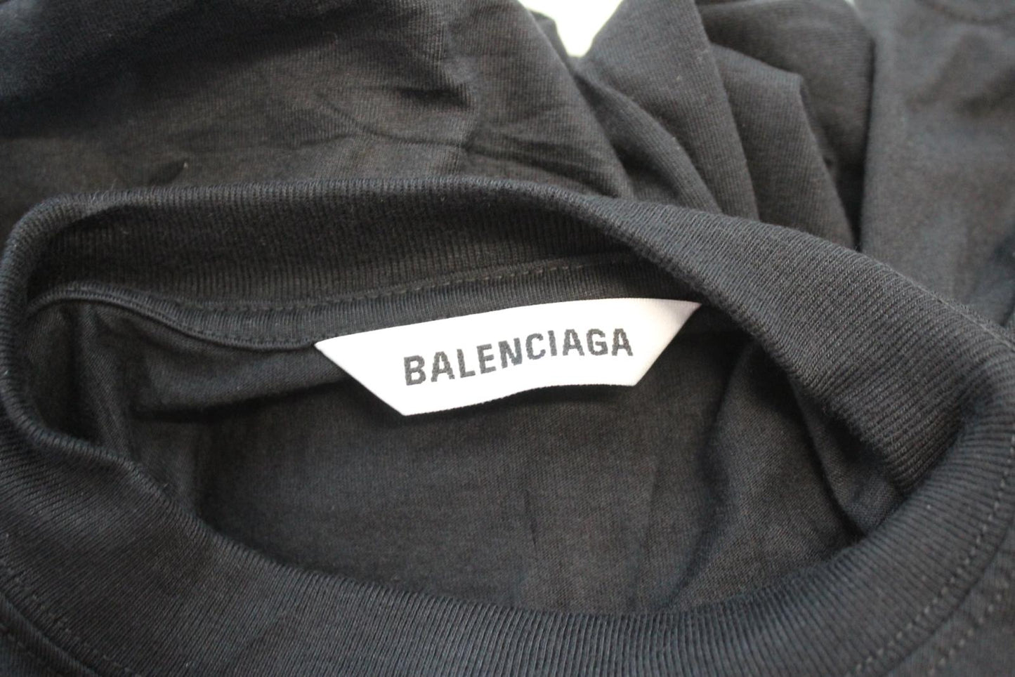 BALENCIAGA Unisex Black White Sponsor Logo Short Sleeve Oversized T-Shirt XS NEW