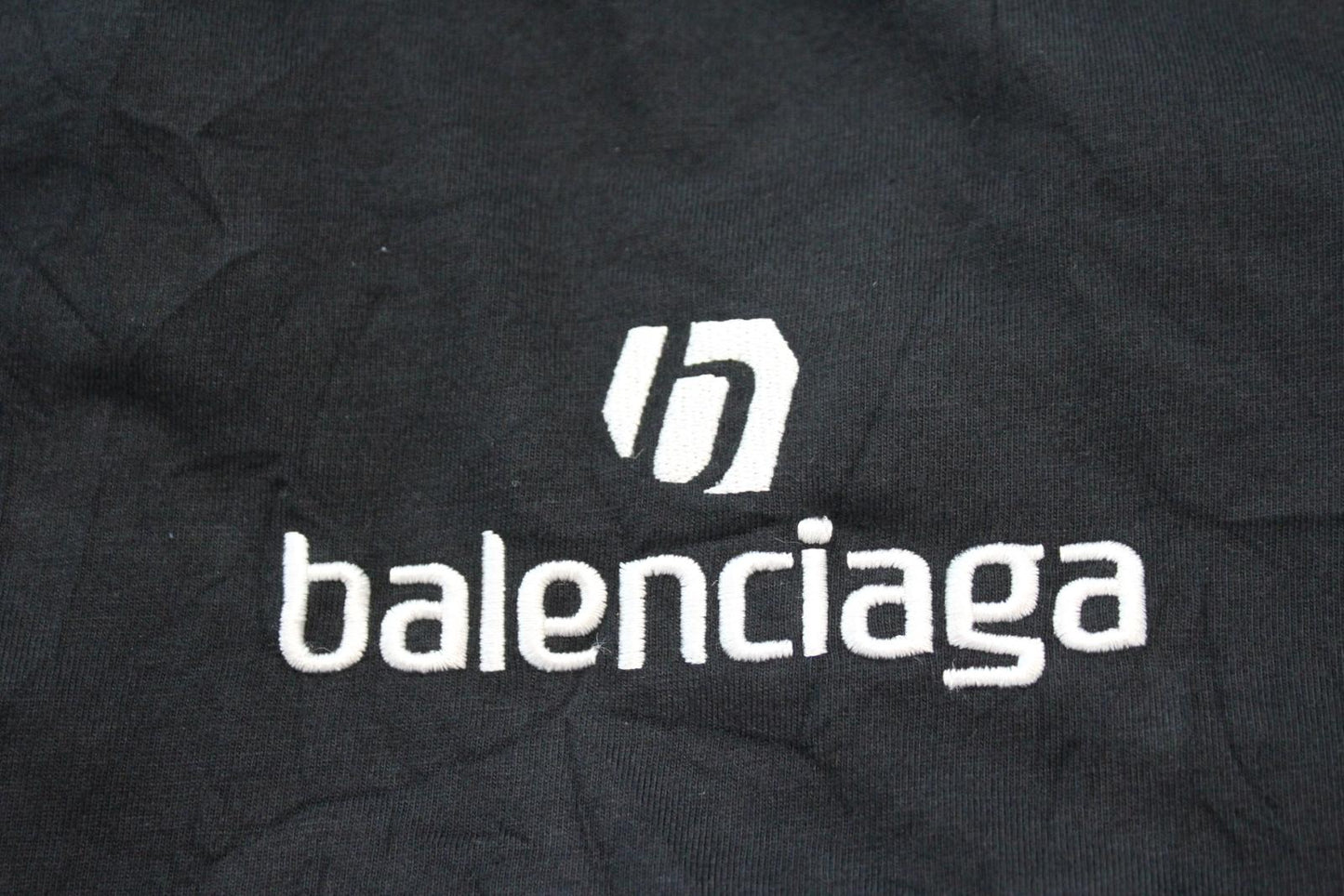 BALENCIAGA Unisex Black White Sponsor Logo Short Sleeve Oversized T-Shirt XS NEW