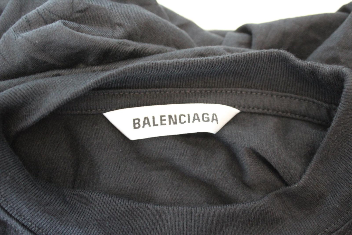 BALENCIAGA Unisex Black White Sponsor Logo Short Sleeve Oversized T-Shirt S NEW