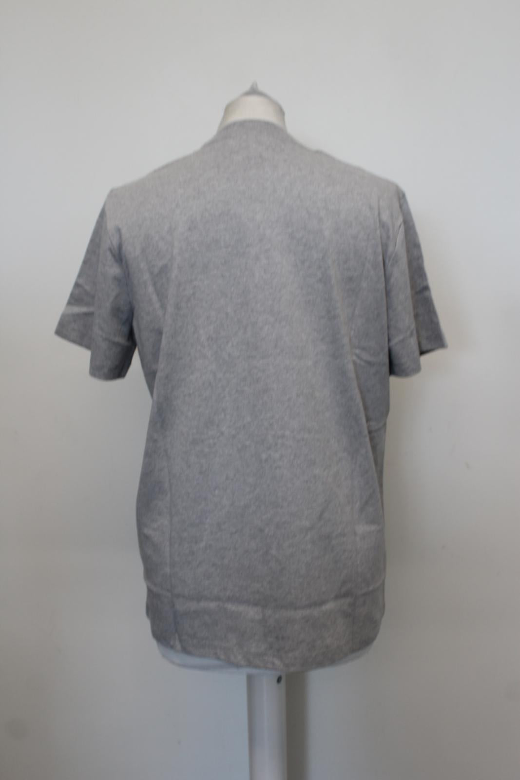 GANNI Ladies T2693 Paloma Melange Grey Green Smiley Cotton Blend T-Shirt XS BNWT