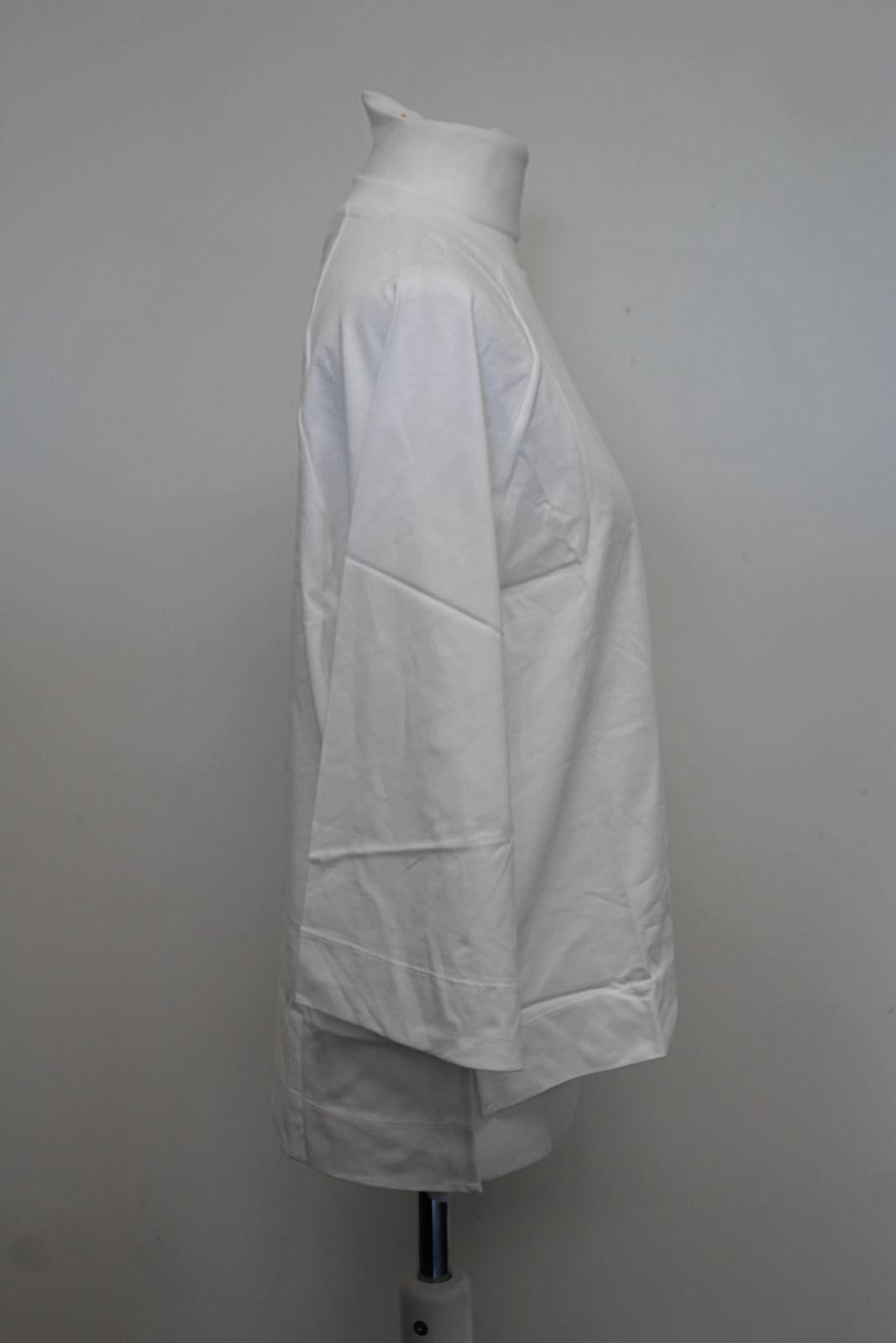 GANNI Ladies T2724 Bright White Cotton 3/4 Sleeve Oversized T-Shirt 2XS/XS BNWT