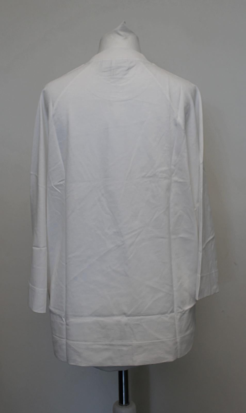 GANNI Ladies T2724 Bright White Cotton 3/4 Sleeve Oversized T-Shirt 2XS/XS BNWT