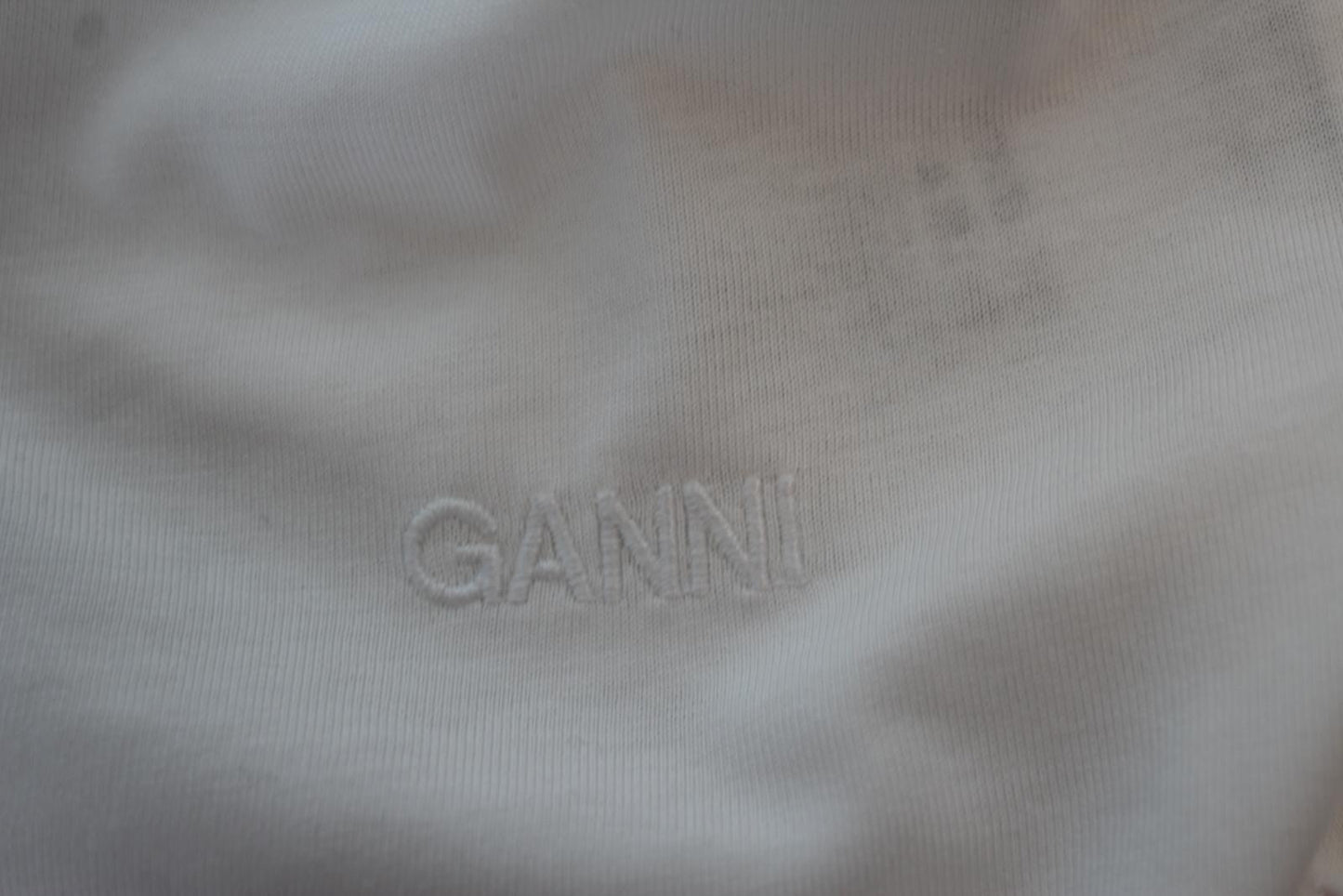 GANNI Ladies T2724 Bright White Cotton 3/4 Sleeve Oversized T-Shirt 2XS/XS BNWT