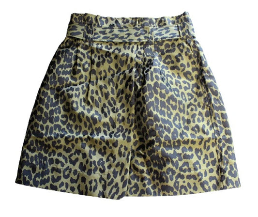 GANNI Ladies F5426 Olive Drab Green Black Leopard Print Skirt EU38 UK10 BNWT