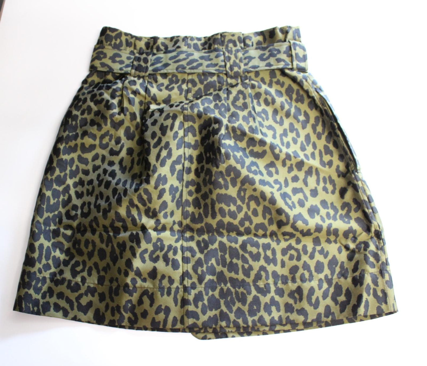 GANNI Ladies F5426 Olive Drab Green Black Leopard Print Skirt EU38 UK10 BNWT