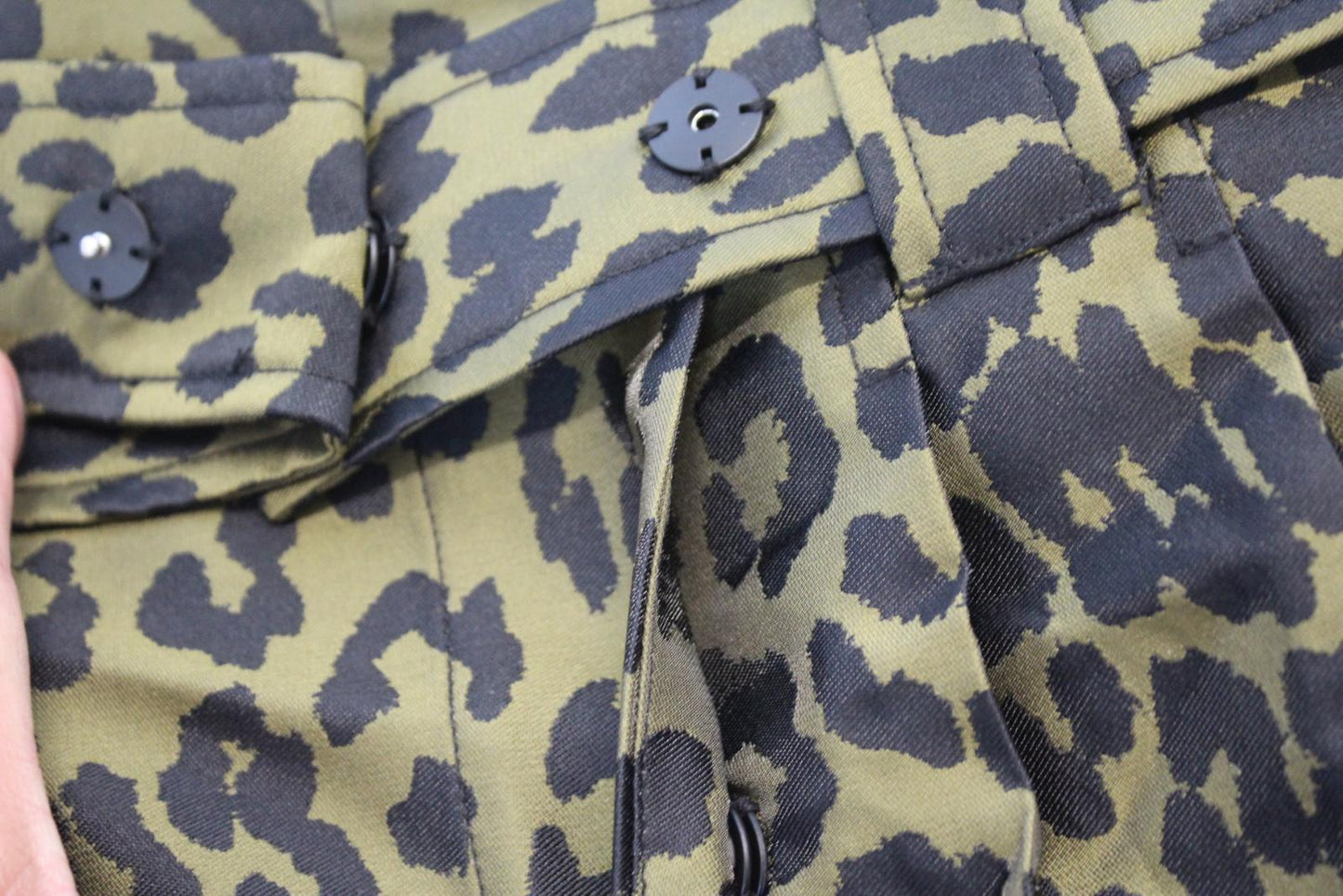 GANNI Ladies F5426 Olive Drab Green Black Leopard Print Skirt EU38 UK10 BNWT
