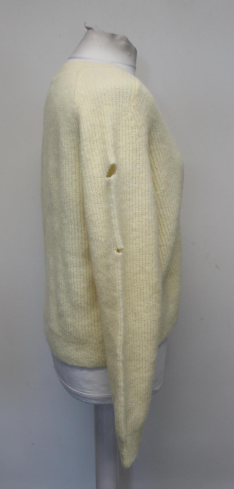GANNI Ladies K1569 Yellow V-Neck Button Alpaca Wool Blend Cardigan M NEW