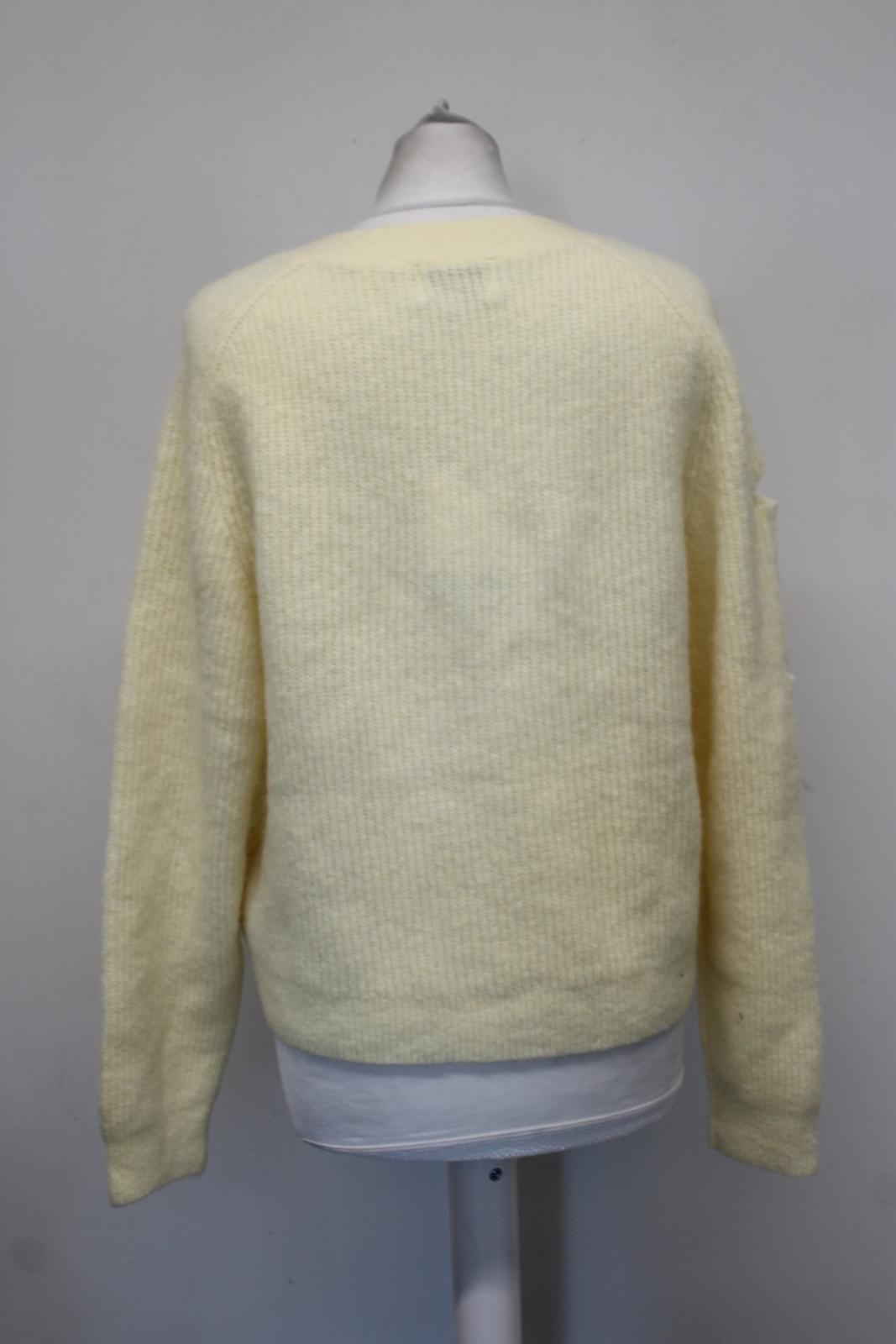 GANNI Ladies K1569 Yellow V-Neck Button Alpaca Wool Blend Cardigan M NEW