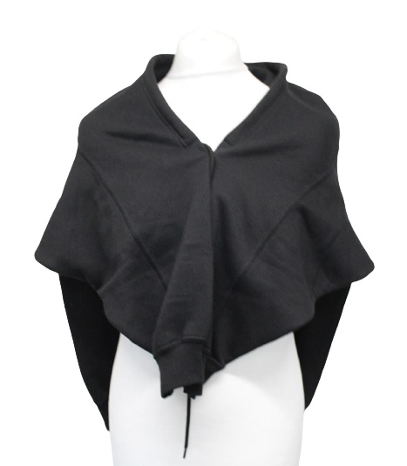 BALENCIAGA Ladies Black Drawstring Stud Button Wrap Poncho Scarf Size S BNWT