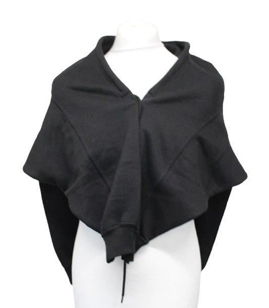 BALENCIAGA Ladies Black Drawstring Stud Button Wrap Poncho Scarf Size S BNWT