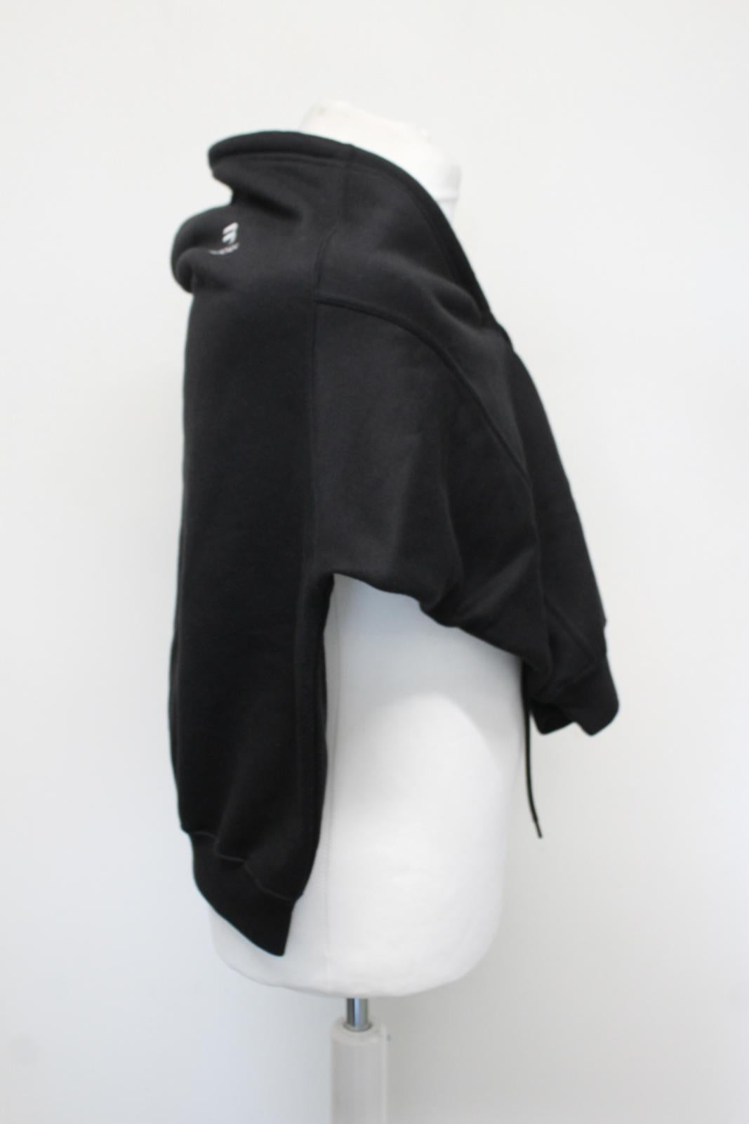 BALENCIAGA Ladies Black Drawstring Stud Button Wrap Poncho Scarf Size S BNWT