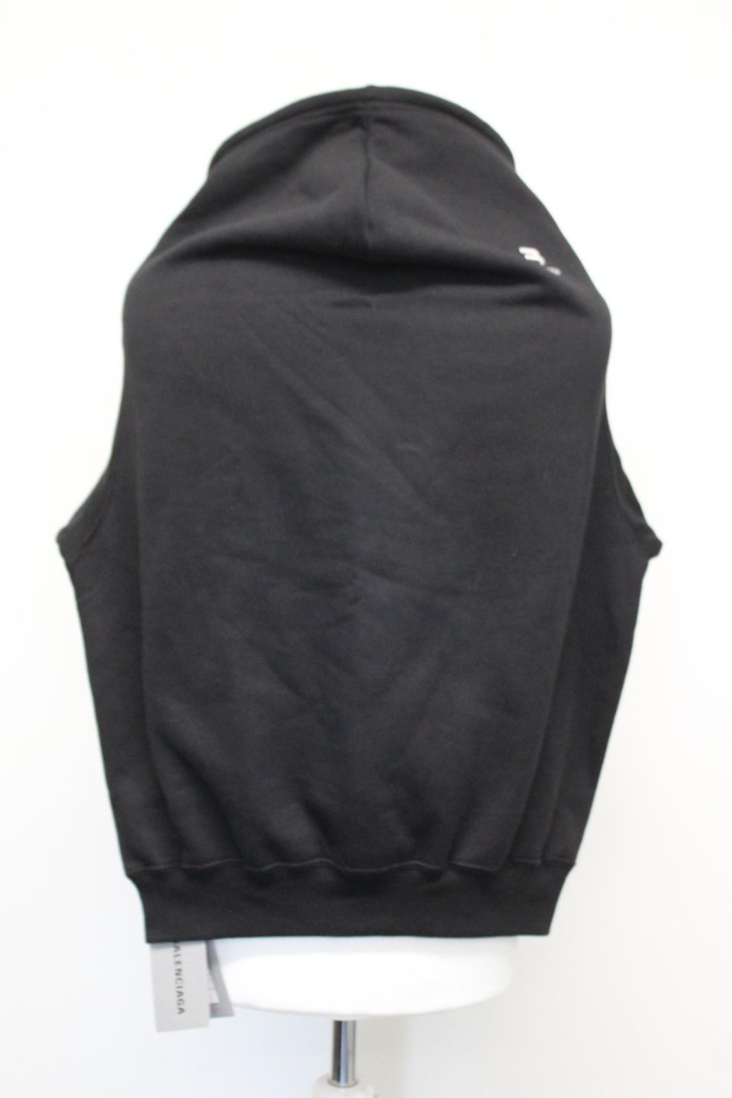 BALENCIAGA Ladies Black Drawstring Stud Button Wrap Poncho Scarf Size S BNWT
