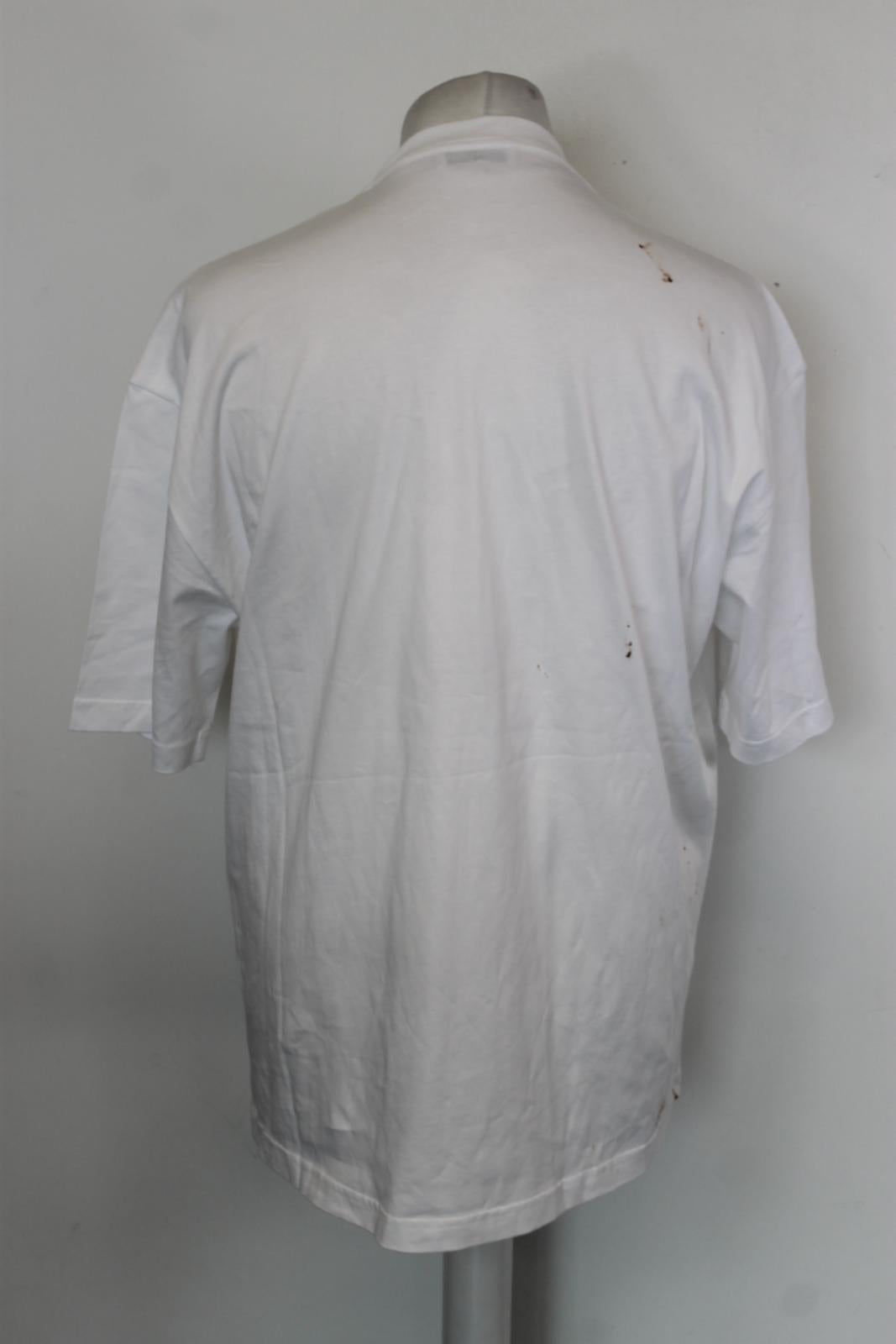 BALENCIAGA Men's White Cotton Short Sleeve Logo Print T-Shirt Size L NEW