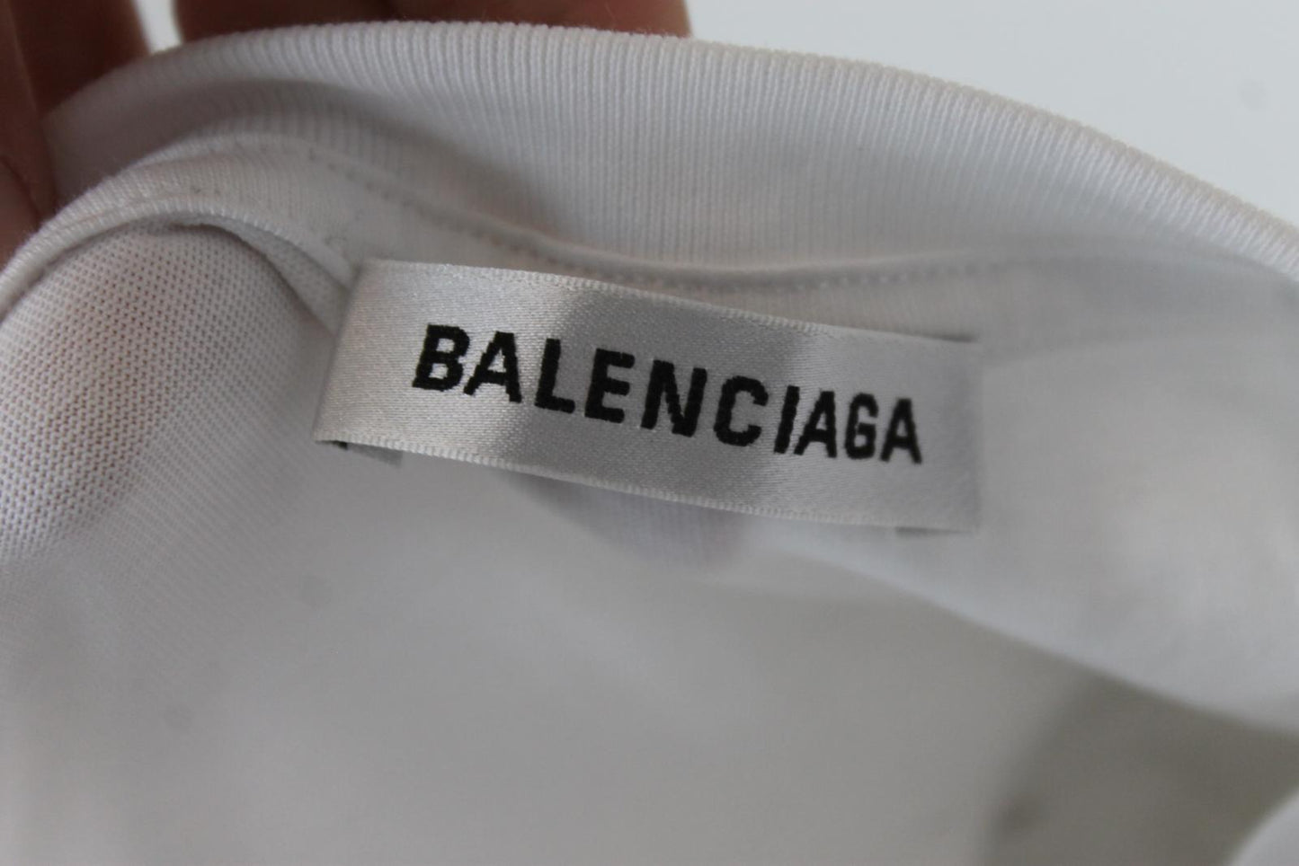BALENCIAGA Men's White Cotton Short Sleeve Logo Print T-Shirt Size L NEW