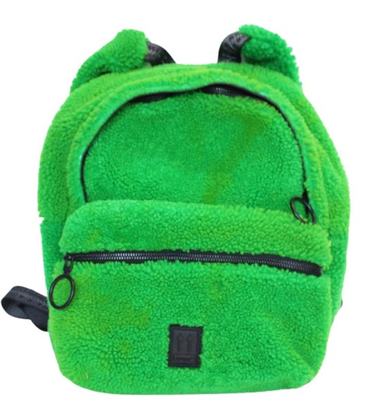 OFF-WHITE Men's Green Zip Fuzzy Fur Binder Mini Backpack Bag 23 x 30 x 12cm NEW