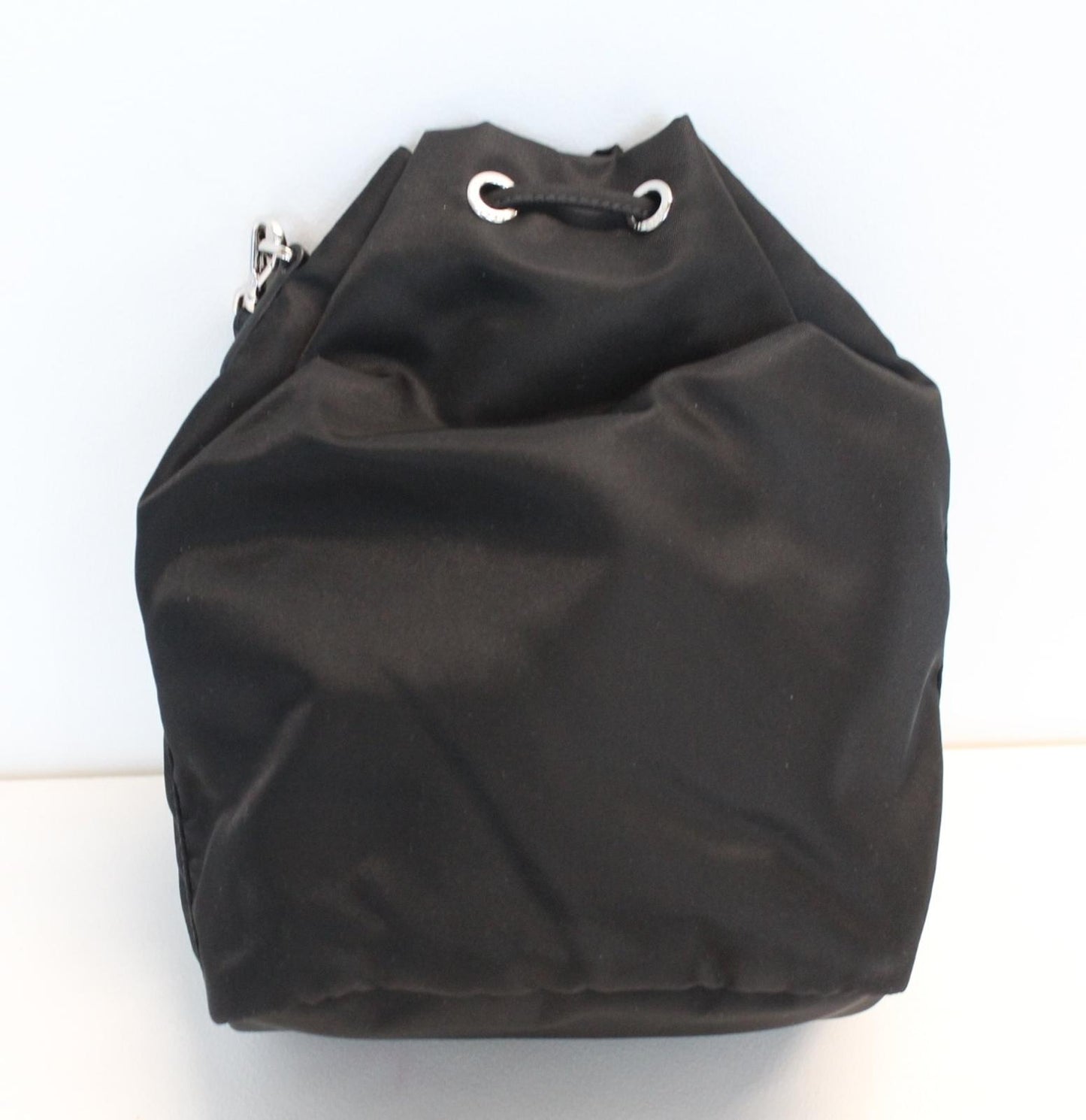 PRADA Ladies Vela Black Nylon Drawstring Bucket Pouch Bag 18 x 20 x 9cm NEW