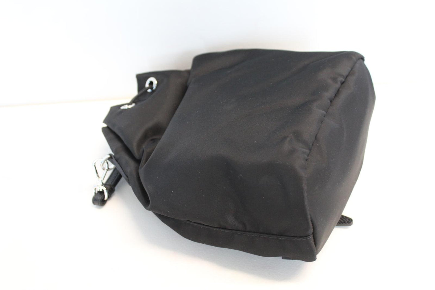 PRADA Ladies Vela Black Nylon Drawstring Bucket Pouch Bag 18 x 20 x 9cm NEW