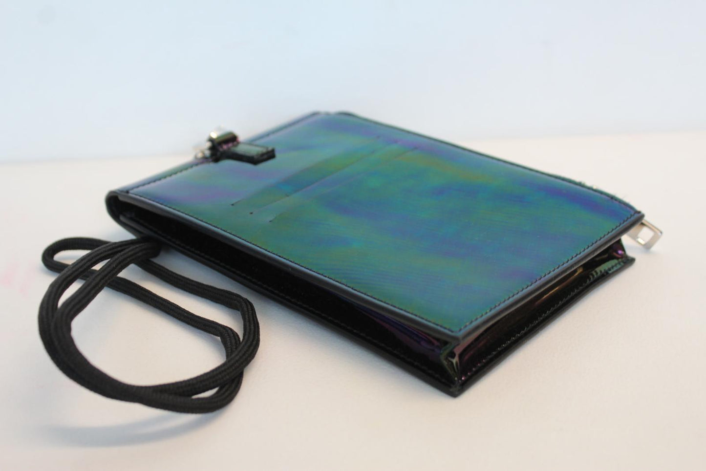 GIVENCHY Unisex Black Multi Patent Leather Neck Window Pouch Bag One Size NEW