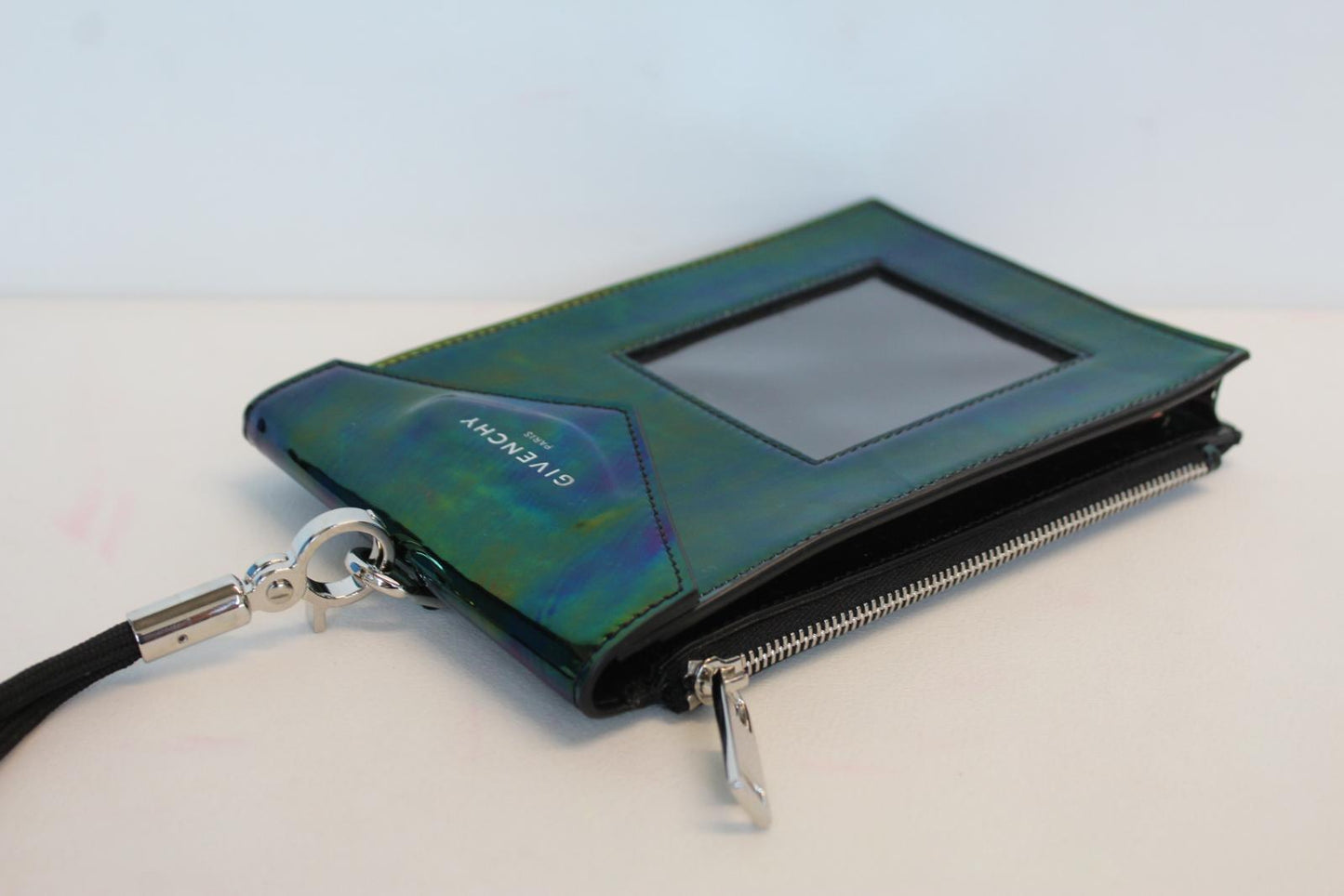GIVENCHY Unisex Black Multi Patent Leather Neck Window Pouch Bag One Size NEW