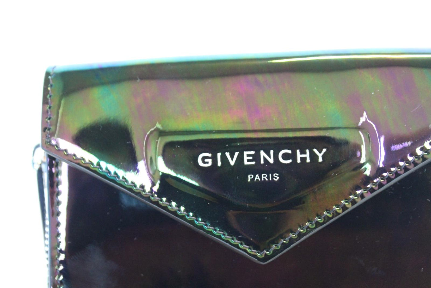 GIVENCHY Unisex Black Multi Patent Leather Neck Window Pouch Bag One Size NEW