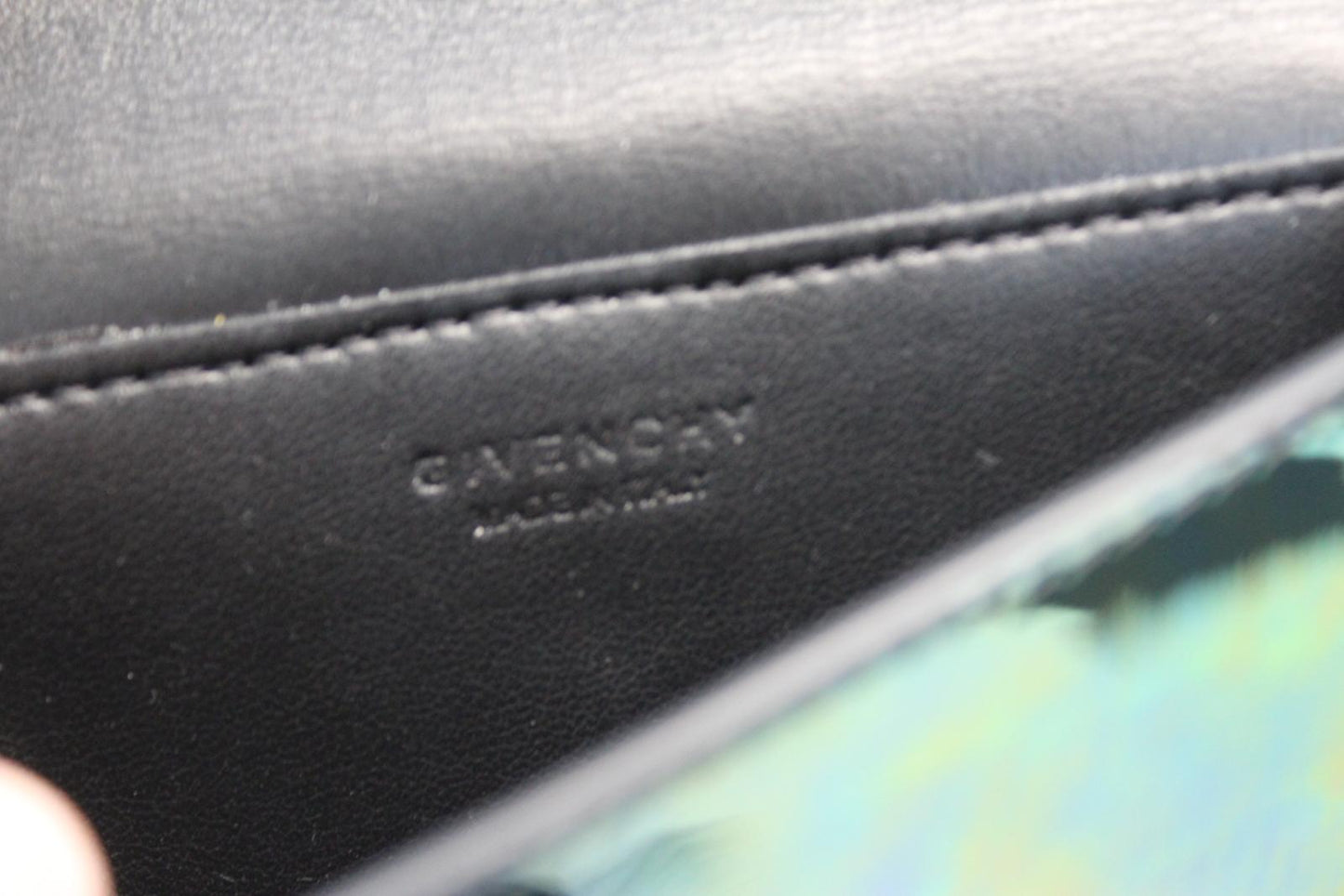 GIVENCHY Unisex Black Multi Patent Leather Neck Window Pouch Bag One Size NEW