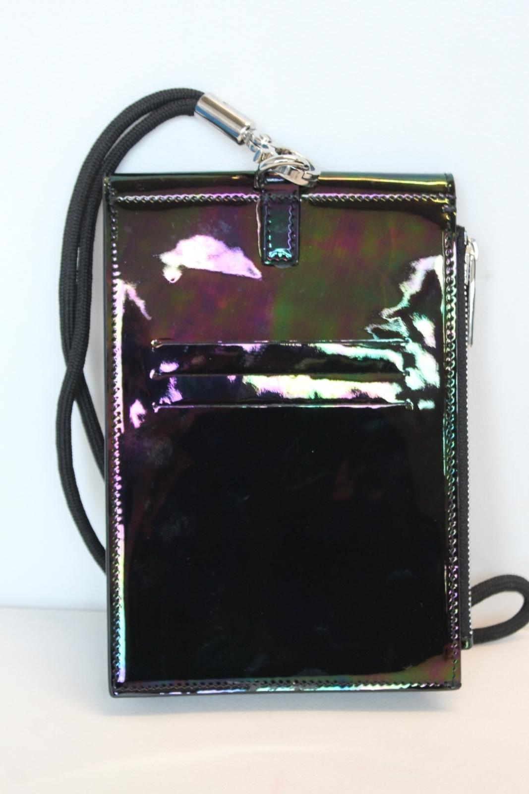 GIVENCHY Unisex Black Multi Patent Leather Neck Window Pouch 12 x 18 x 2cm NEW