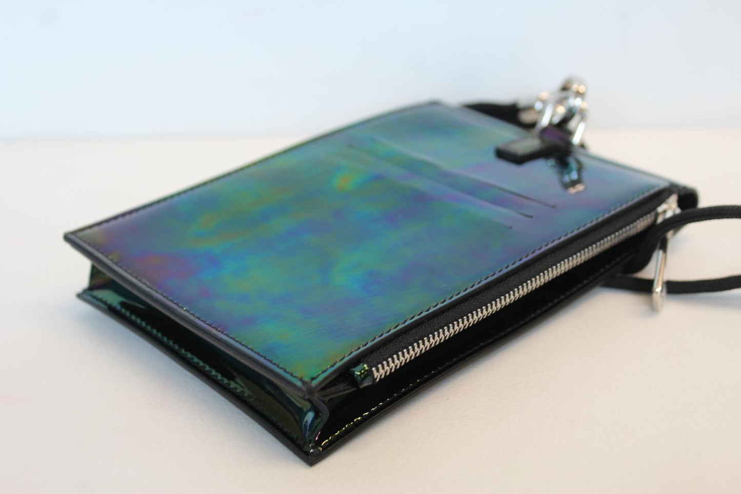 GIVENCHY Unisex Black Multi Patent Leather Neck Window Pouch 12 x 18 x 2cm NEW