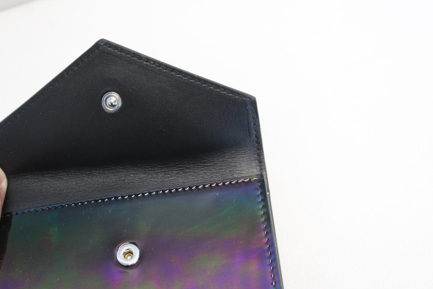 GIVENCHY Unisex Black Multi Patent Leather Neck Window Pouch 12 x 18 x 2cm NEW