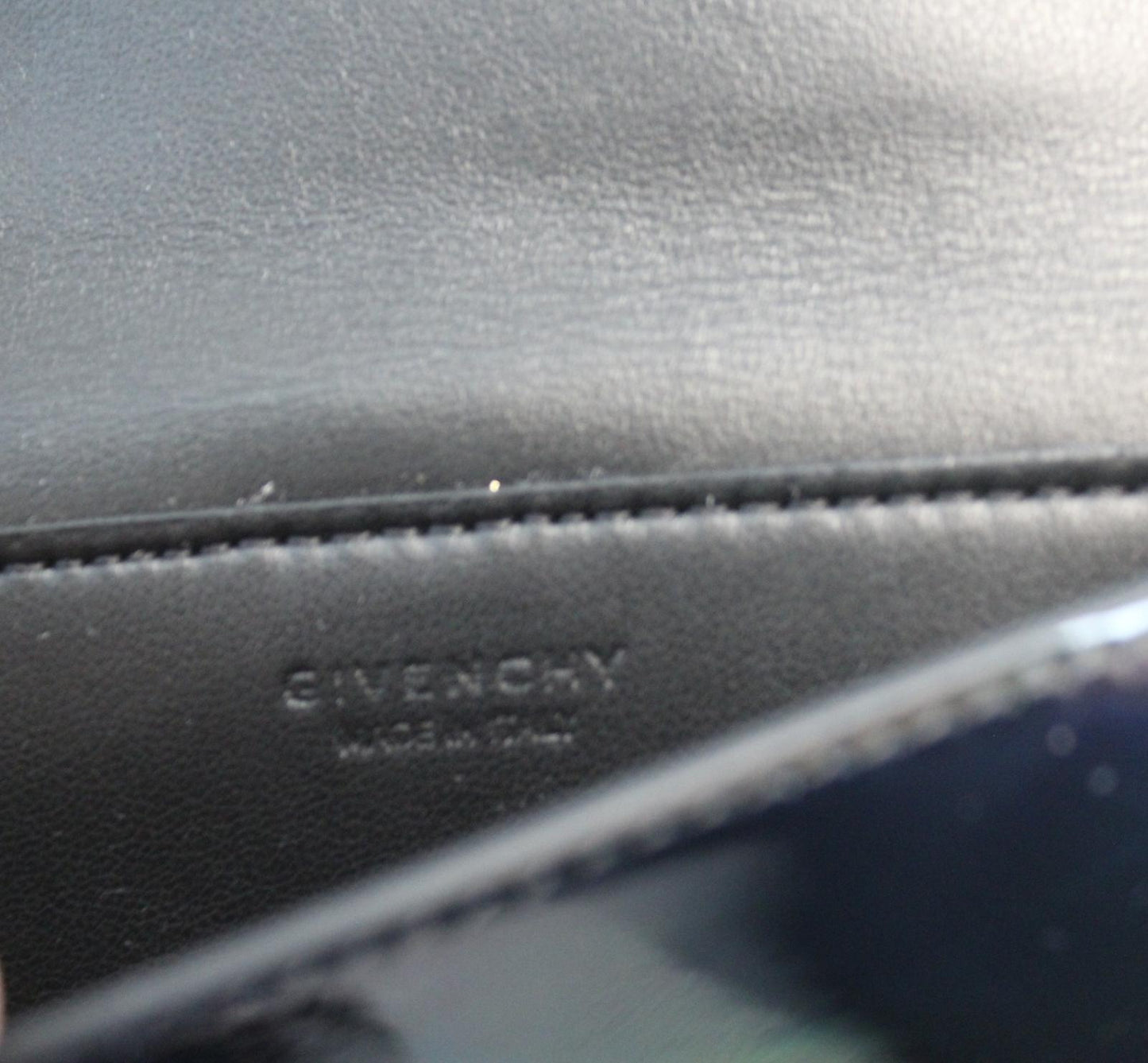 GIVENCHY Unisex Black Multi Patent Leather Neck Window Pouch 12 x 18 x 2cm NEW