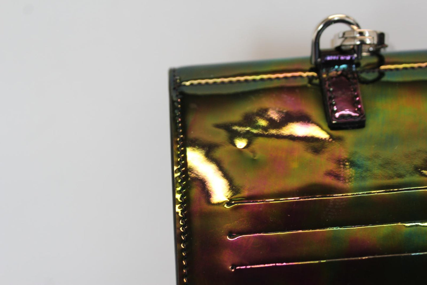 GIVENCHY Unisex Black Multi Patent Leather Neck Window Pouch 12 x 18 x 2cm NEW