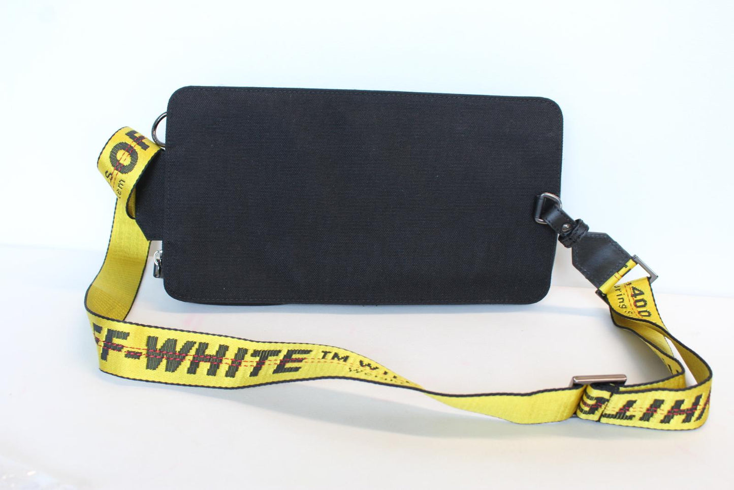 OFF-WHITE Men's Black Yellow Cordura Logo Print Crossbody Hip Belt Bag OS NEW