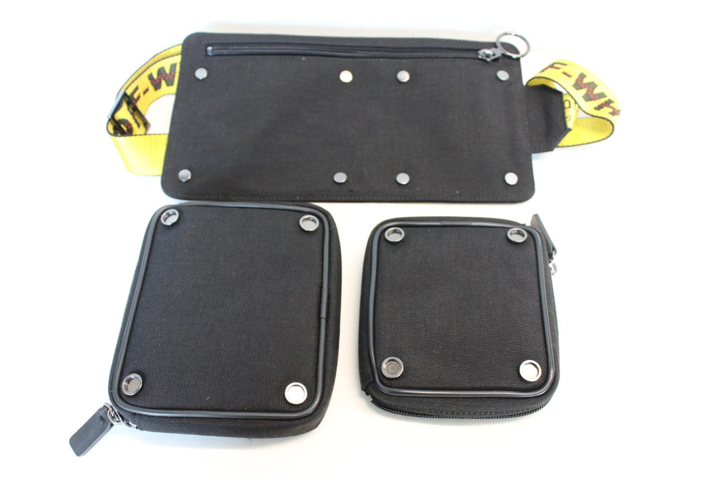 OFF-WHITE Men's Black Yellow Cordura Logo Print Crossbody Hip Belt Bag OS NEW