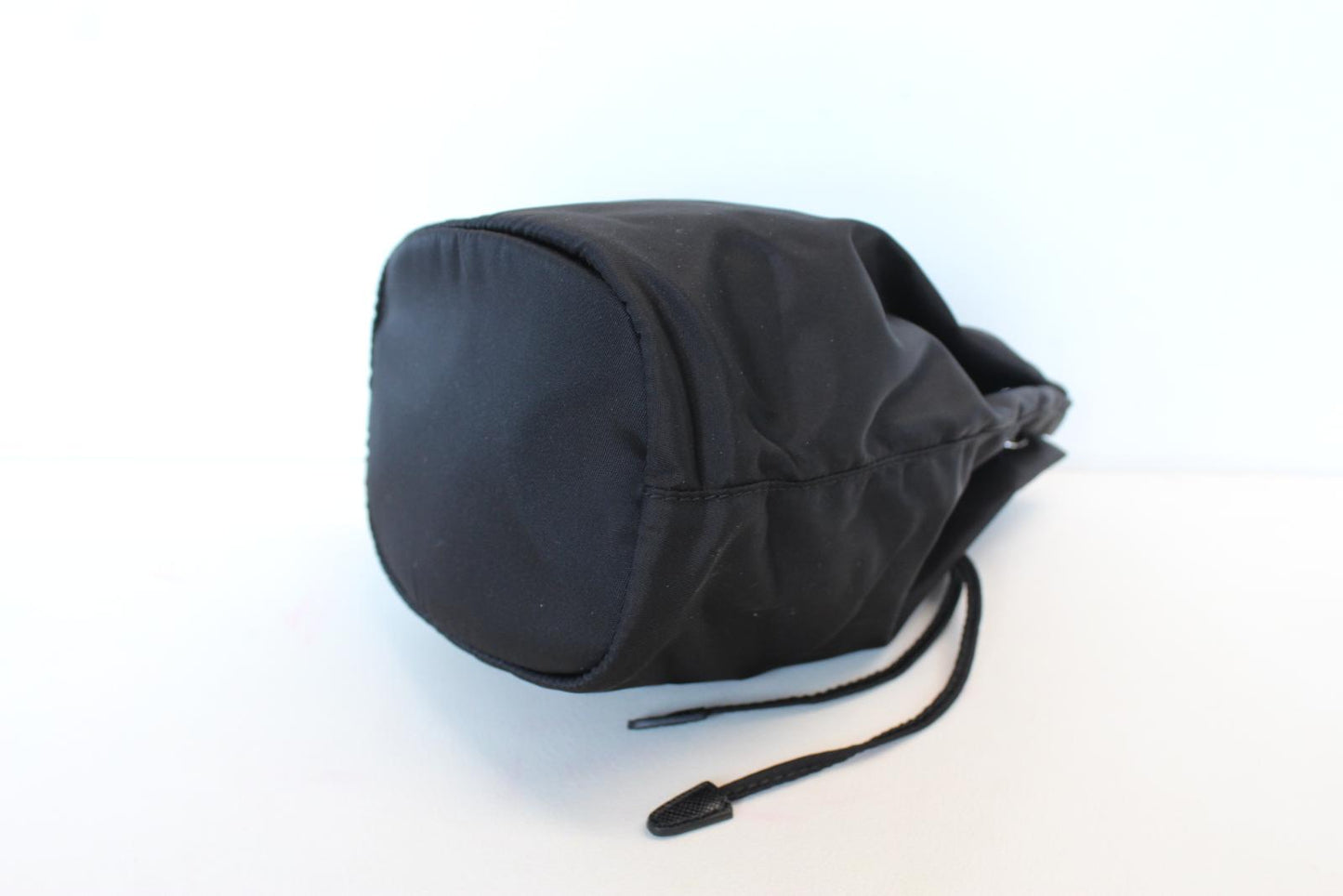 PRADA Ladies Vela Black Nylon Drawstring Bucket Pouch Bag 16 x 21 x 11cm NEW