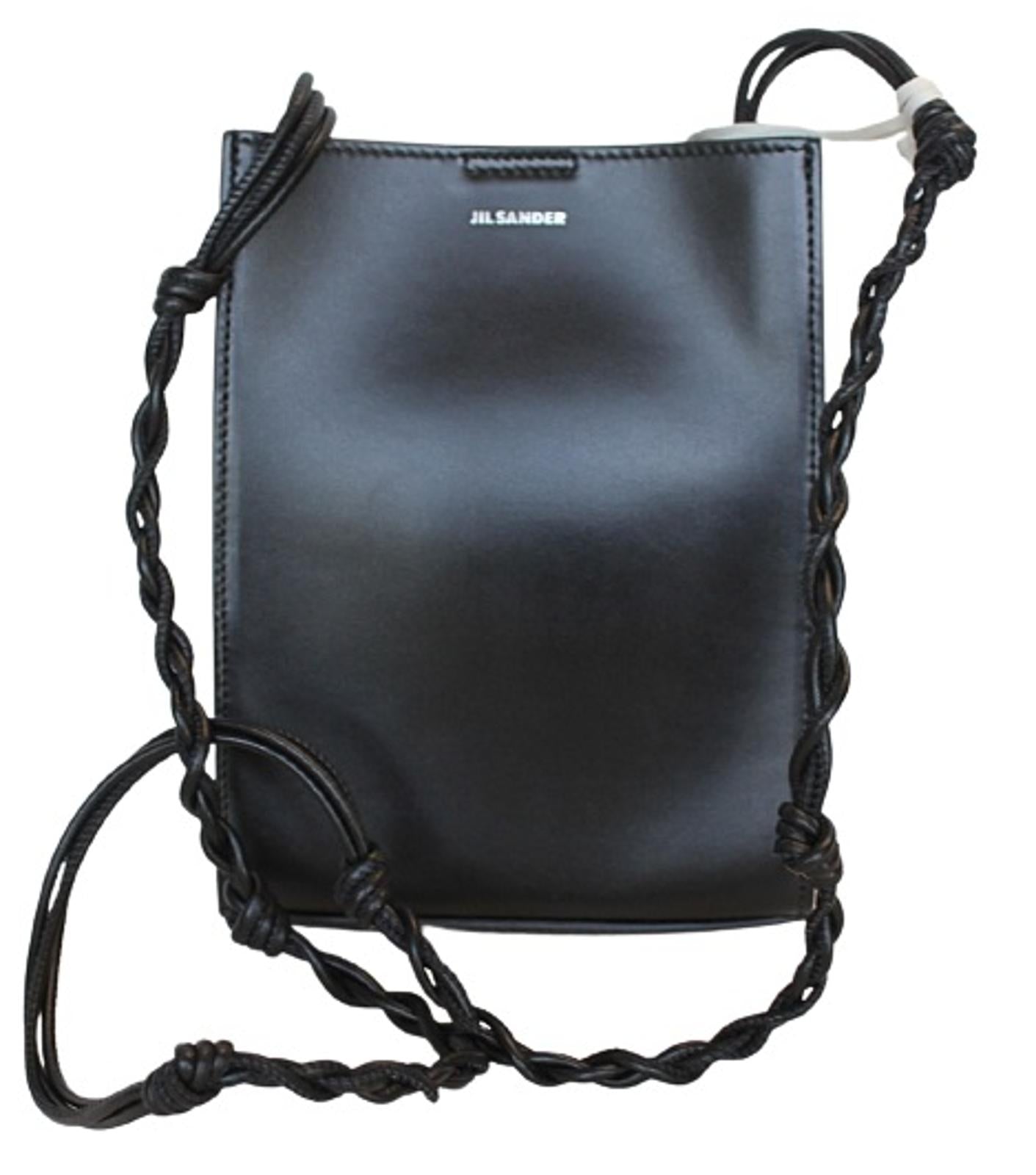 JIL SANDER Ladies Black Leather Magnetic Shoulder Crossbody Small Tangle Bag NEW