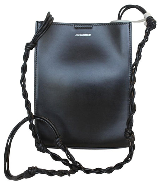 JIL SANDER Ladies Black Leather Magnetic Shoulder Crossbody Small Tangle Bag NEW