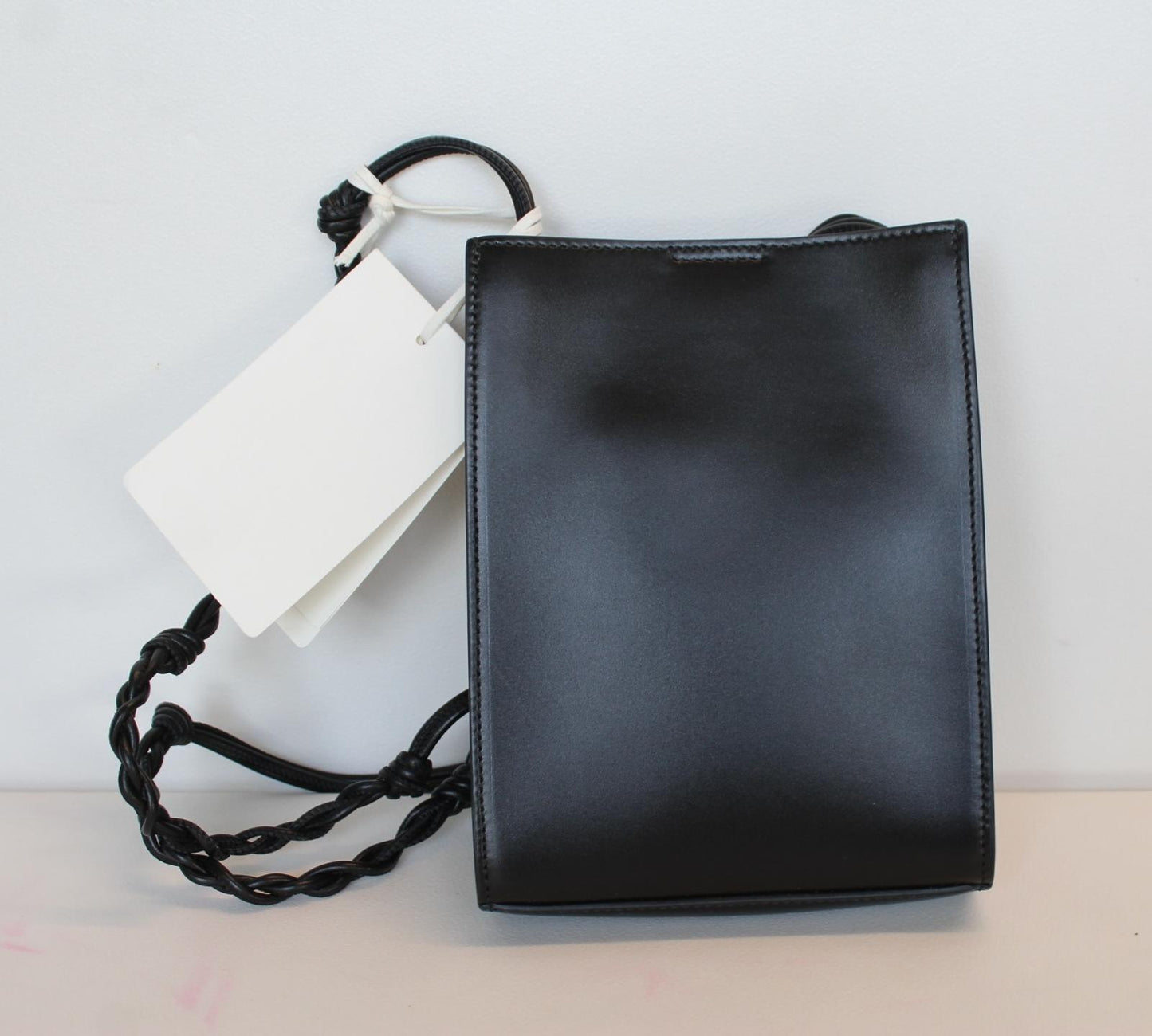 JIL SANDER Ladies Black Leather Magnetic Shoulder Crossbody Small Tangle Bag NEW