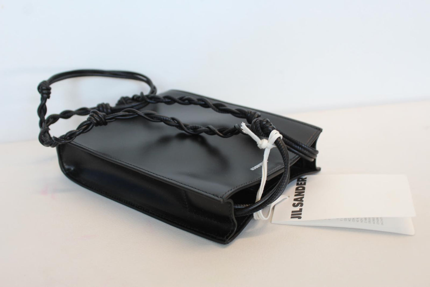 JIL SANDER Ladies Black Leather Magnetic Shoulder Crossbody Small Tangle Bag NEW