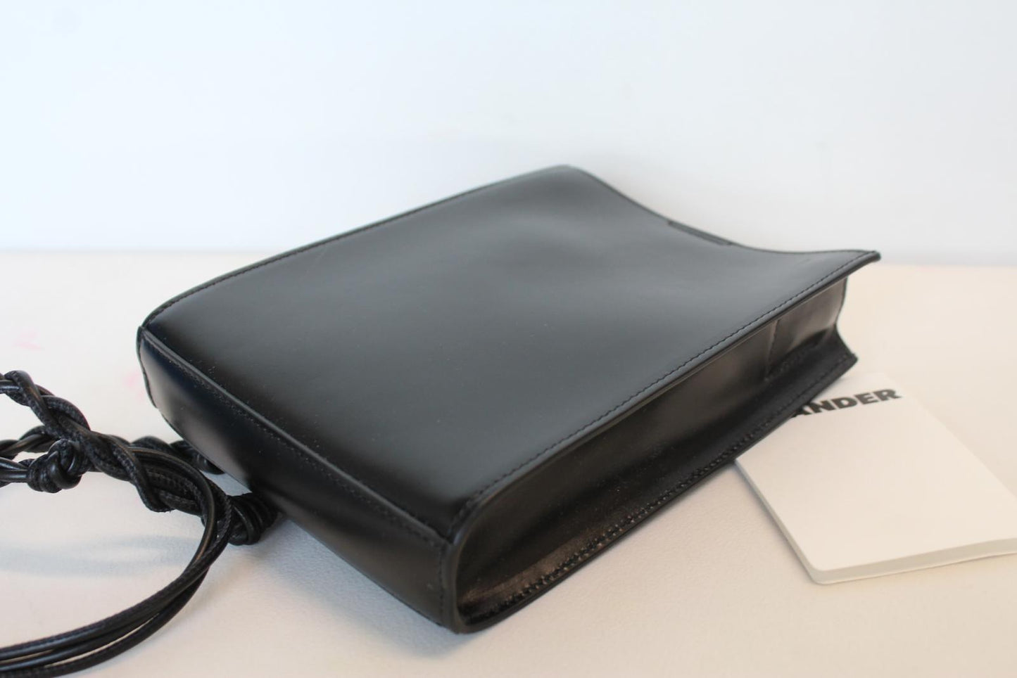 JIL SANDER Ladies Black Leather Magnetic Shoulder Crossbody Small Tangle Bag NEW