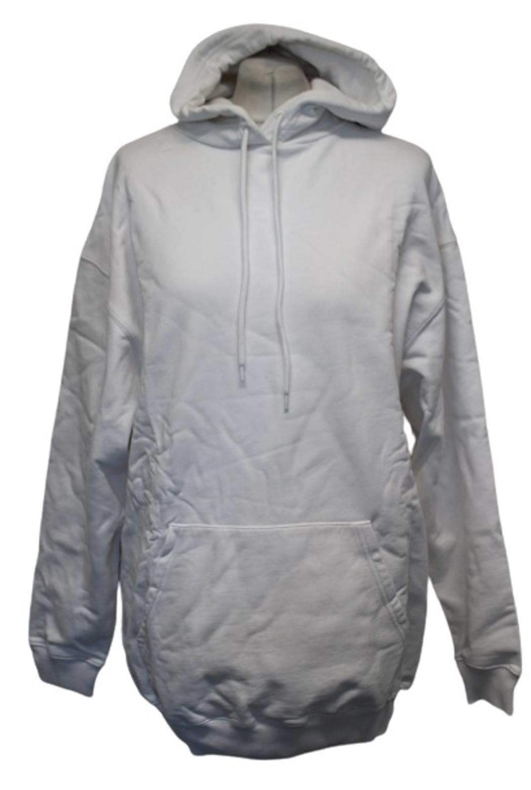BALENCIAGA Ladies White Black Hood Logo Oversized Pullover Cotton Hoodie XS NEW