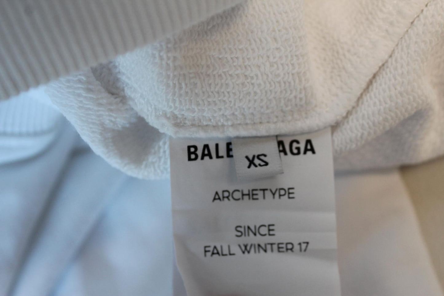 BALENCIAGA Ladies White Black Hood Logo Oversized Pullover Cotton Hoodie XS NEW