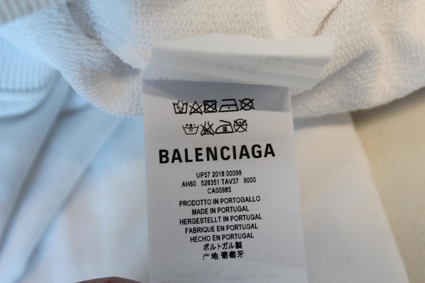 BALENCIAGA Ladies White Black Hood Logo Oversized Pullover Cotton Hoodie XS NEW