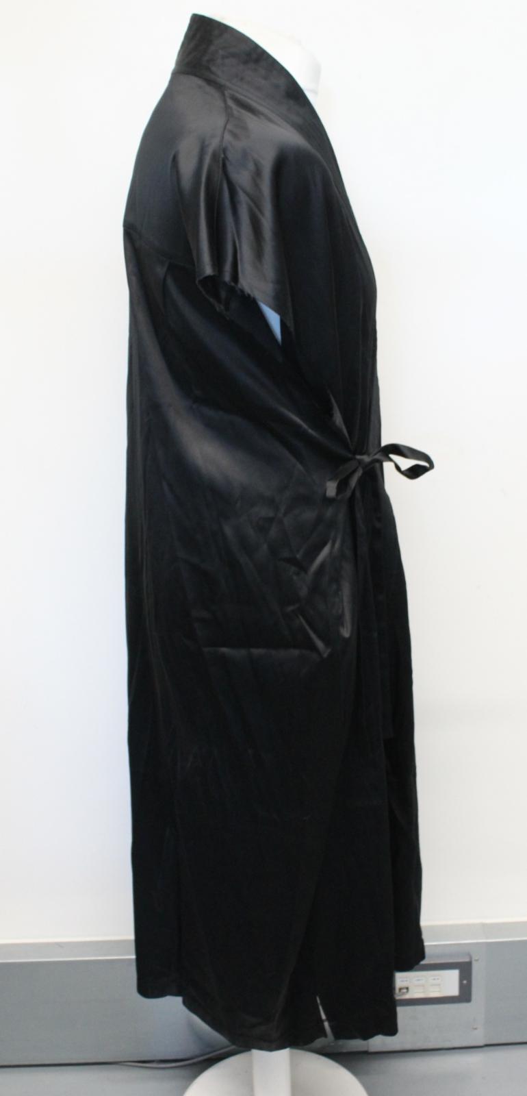 BALENCIAGA Ladies Black Satin V-Neck Raw Edge Wrap Midi Dress FR40 UK12 NEW