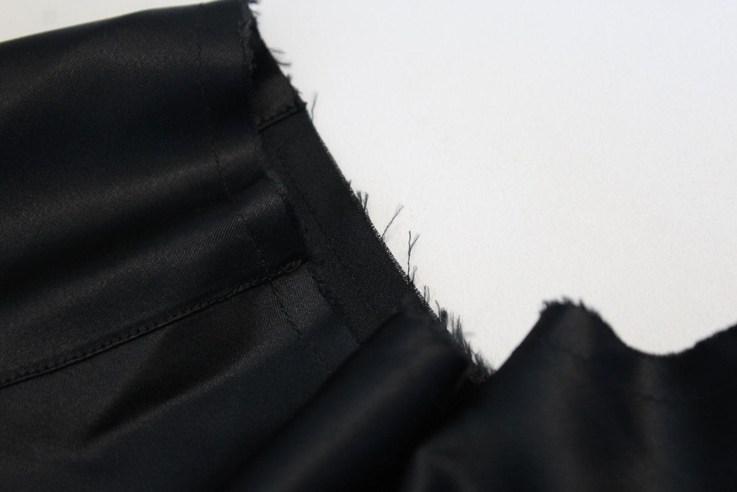 BALENCIAGA Ladies Black Satin V-Neck Raw Edge Wrap Midi Dress FR40 UK12 NEW
