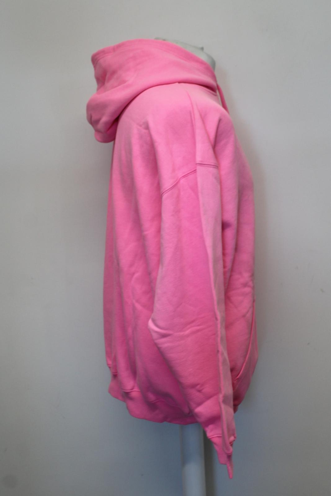 BALENCIAGA Men's Sponsor Logo Pullover Cotton Hoodie-Bubble Gum Pink/Black M NEW