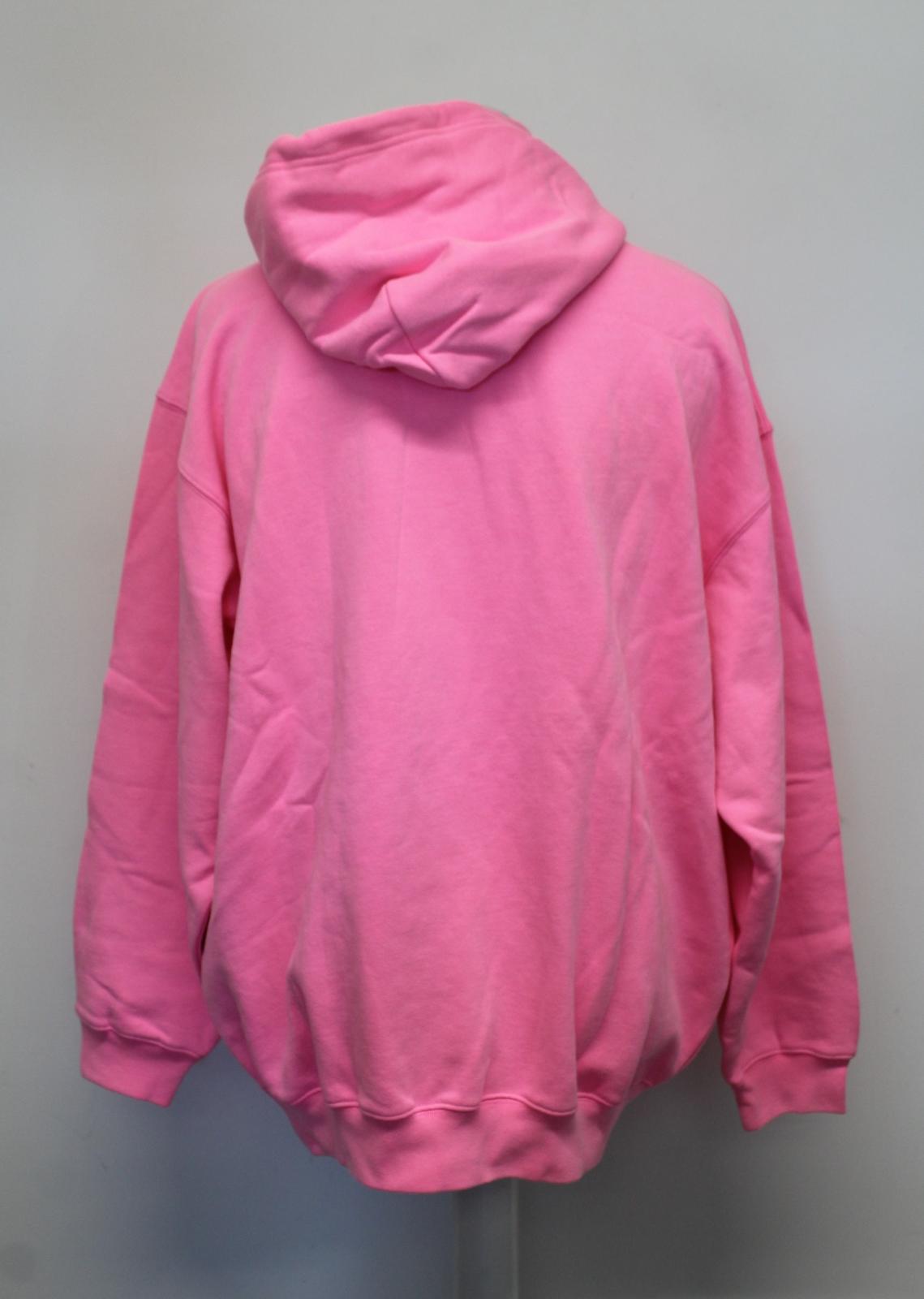 BALENCIAGA Men's Sponsor Logo Pullover Cotton Hoodie-Bubble Gum Pink/Black M NEW